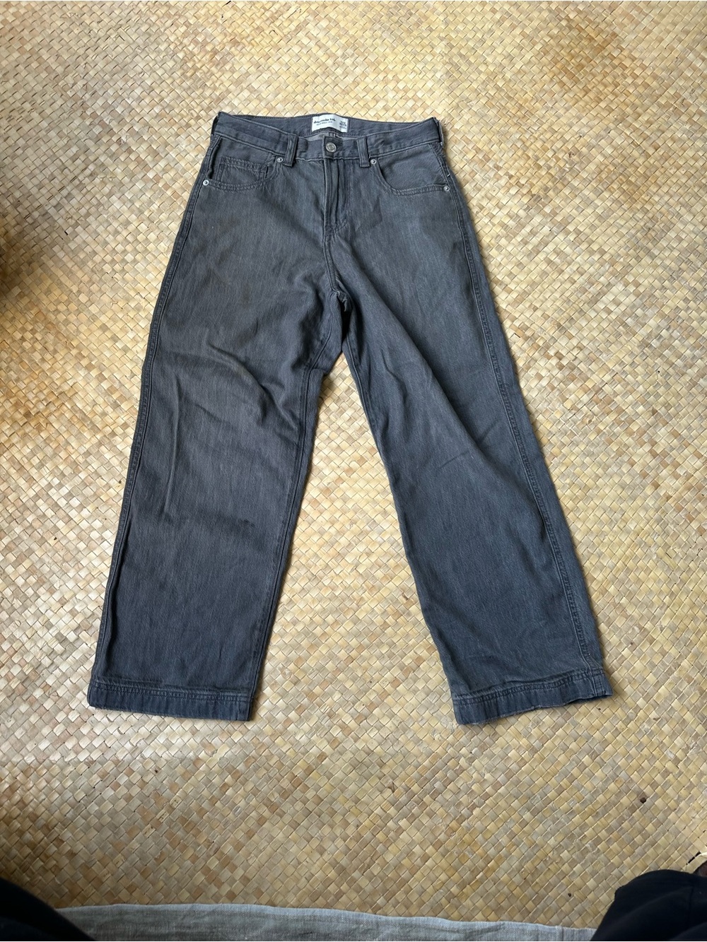Boys ambercrombie dark grey ultra baggy Jeans